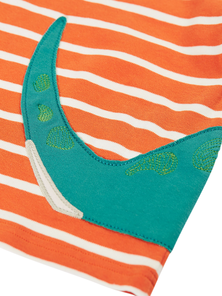 Frugi Kids' Felix Long Sleeve Applique Top, Highlandbrton/Nessie - view 2, Highlandbrton/Nessie