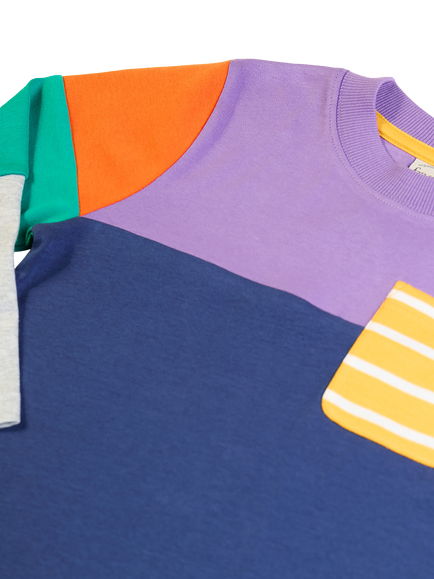 Frugi Kids' Long Sleeve Colour Block Panelled Top, Hotchpotch - view 2, Hotchpotch