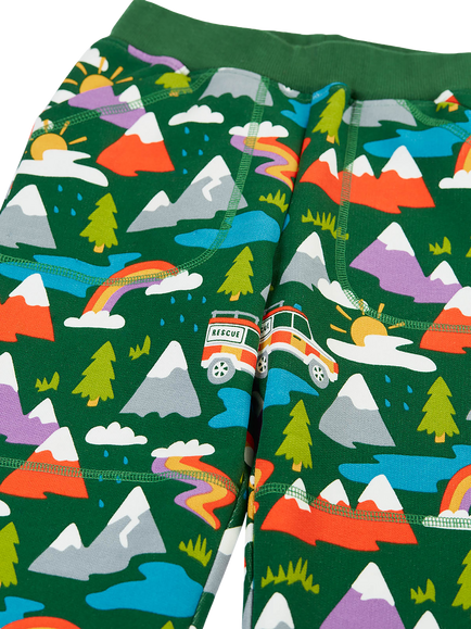 Frugi Kids' Malpas Cotton Printed Joggers, Rescue Trails - view 2, Rescue Trails