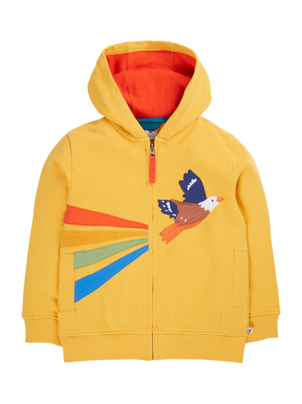 Frugi Kids' Blaire Embroidered Hoodie, Bumblebee/Eagle, Bumblebee/Eagle