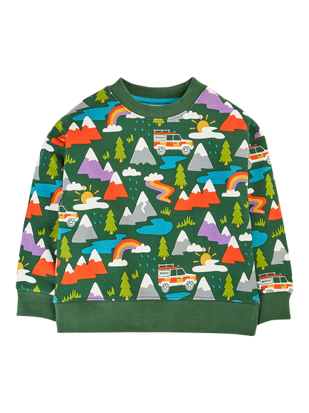 Frugi Kdis' Brushback Fleece Sweatshirt, Rescue Trails, Rescue Trails