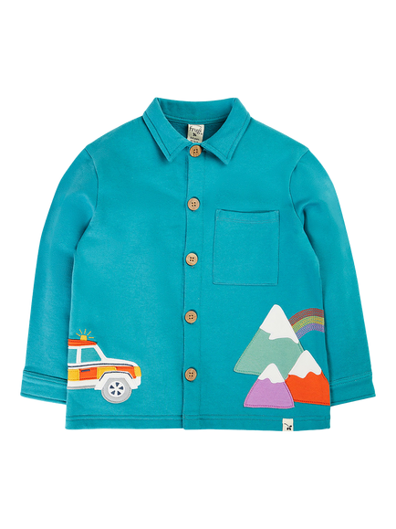 Frugi Kids' Bay Applique Shacket, Boat Blue/Mountain, Boat Blue/Mountain