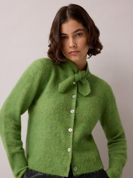Ro&Zo Brushed Neckerchief Cardigan, Green, Green