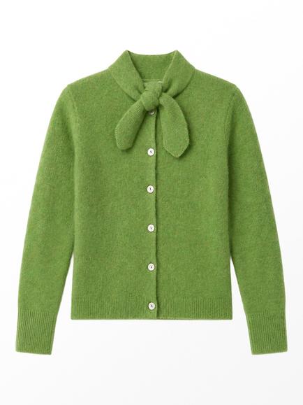 Ro&Zo Brushed Neckerchief Cardigan, Green - view 2, Green