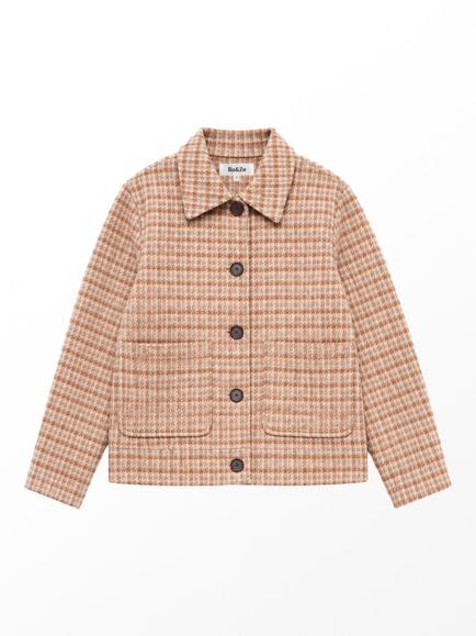Ro&Zo Wool Blend Check Double-Faced Jacket, Brown, Brown