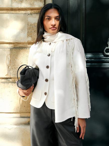 Ro&Zo Wool Blend Double Faced Jacket, Natural, Natural