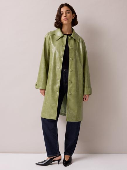 Ro&Zo Petite Faux Leather Car Coat, Green, Green