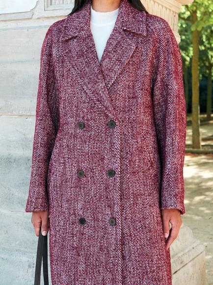 Ro&Zo Herringbone Cocoon Coat, Pink, Pink