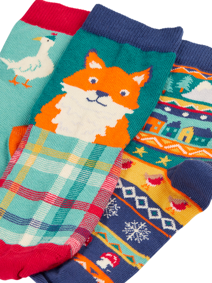 Frugi Kids' Rock My Socks, Pack of 3, Paw-Tytimemultipack - view 2, Paw-tytimemultipack