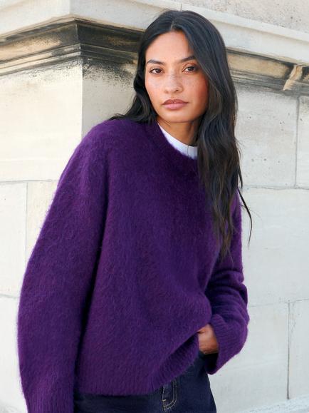 Ro&Zo Brushed Crew Neck Jumper, Purple, Purple