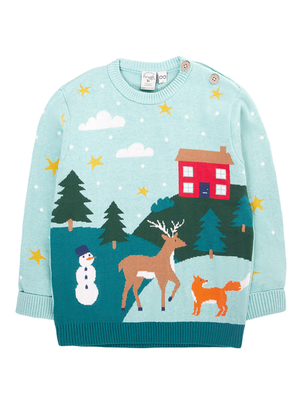 Frugi Kids' Elwood Jacquard Knit Jumper, Winter Tales, Winter Tales
