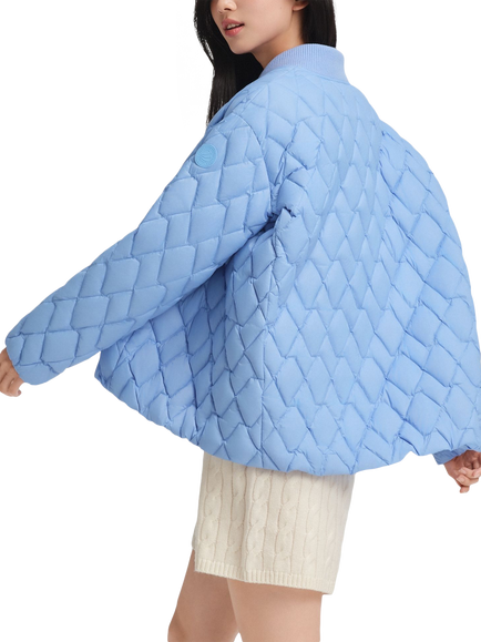 Bosideng Houndstooth Quilted Bomber Jacket, Azure Blue - view 2, Azure Blue