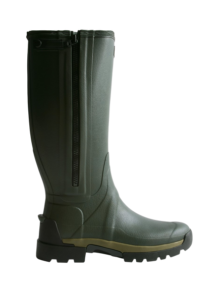 Hunter Balmoral Tall Zip-Up Tech Boots, Black, Dark Olive