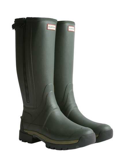 Hunter Balmoral Tall Zip-Up Tech Boots, Black - view 2, Dark Olive