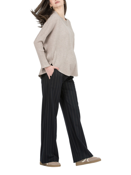 Attesa Winona Pinstripe Maternity Trousers, Navy Pinstripe, Navy Pinstripe
