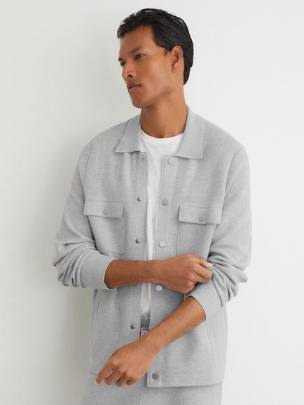 Reiss Plaistow R-Flex Knitted Overshirt, Soft Grey, Soft Grey