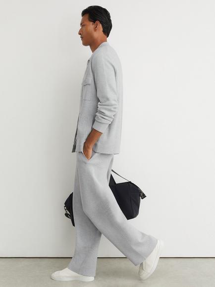 Reiss Plaistow R-Flex Knitted Overshirt, Soft Grey - view 2, Soft Grey