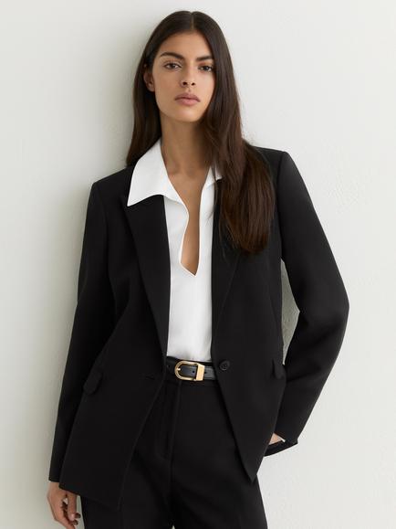 Reiss Gabi Tall Single Breasted Blazer, Black