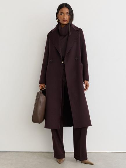 Reiss Lucia Wool Blend Double Breasted Overcoat, Grape, Grape