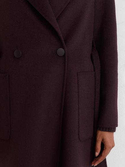 Reiss Lucia Wool Blend Double Breasted Overcoat, Grape - view 2, Grape