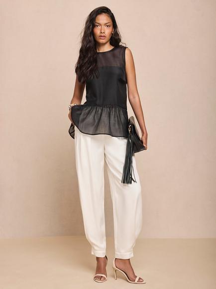 Mint Velvet Mid Rise Balloon Trousers, White Ivory, White Ivory