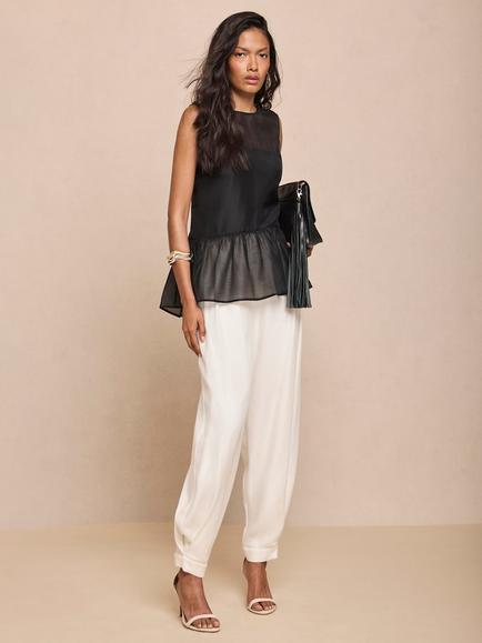 Mint Velvet Mid Rise Balloon Trousers, White Ivory - view 2, White Ivory