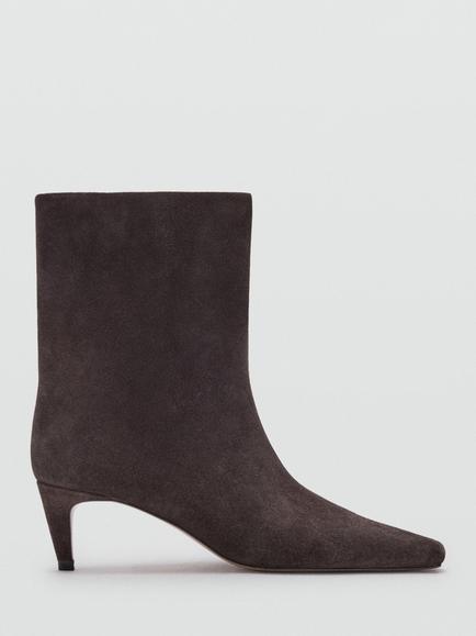 Mango Kitten Heel Ankle Boots, Chocolate, Chocolate