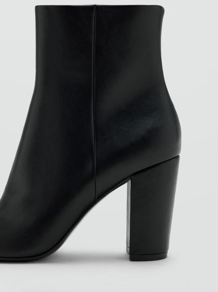 Mango Pointed Toe Block Heel Ankle Boots, Black - view 2, Black