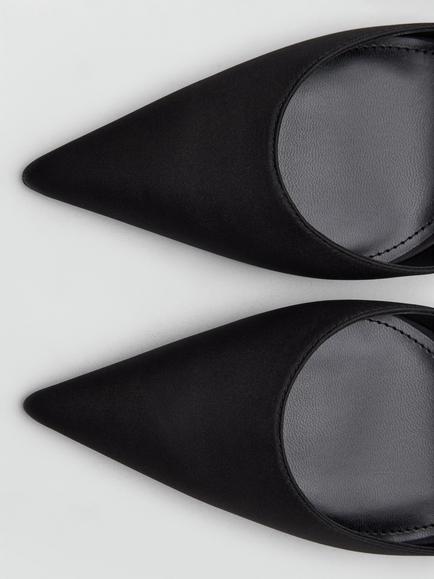 Mango Ankle Strap Pointed Mid Heel Shoes, Black - view 2, Black