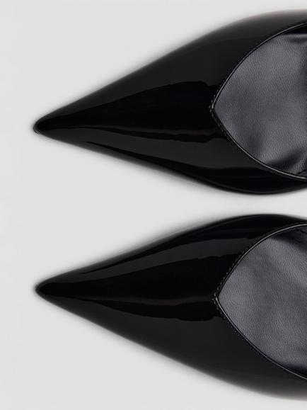 Mango Patent Point Toe Stiletto Heel Sandals, Black - view 2, Black