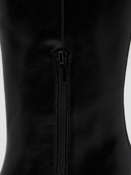 Mango Stiletto Heel Knee High Boots, Black - view 2, Black