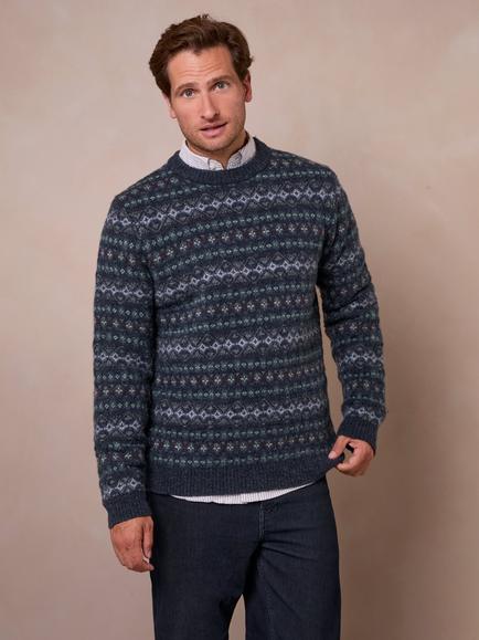 Celtic & Co. Traditional Fair IsleWool Jumper, Navy, Navy