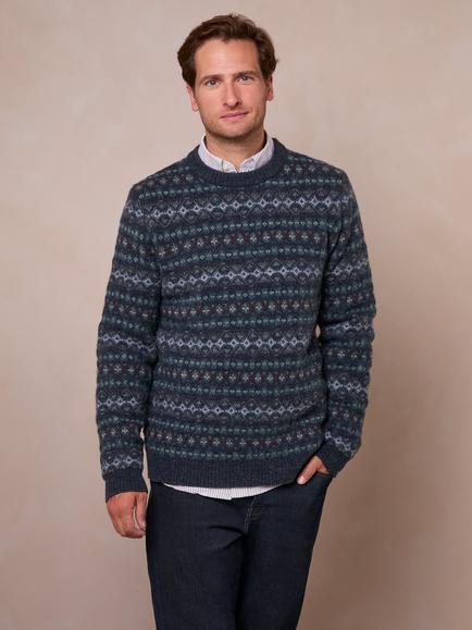 Celtic & Co. Traditional Fair IsleWool Jumper, Navy - view 2, Navy
