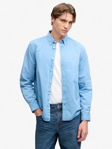 Superdry Garment Dyed Button Down Cotton Shirt, Tumbled Blue, Tumbled Blue