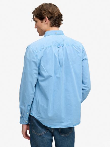 Superdry Garment Dyed Button Down Cotton Shirt, Tumbled Blue - view 2, Tumbled Blue