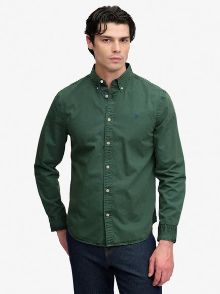 Superdry Cotton Garment Dyed Long Sleeve Shirt, Tumbled Green, Tumbled Green