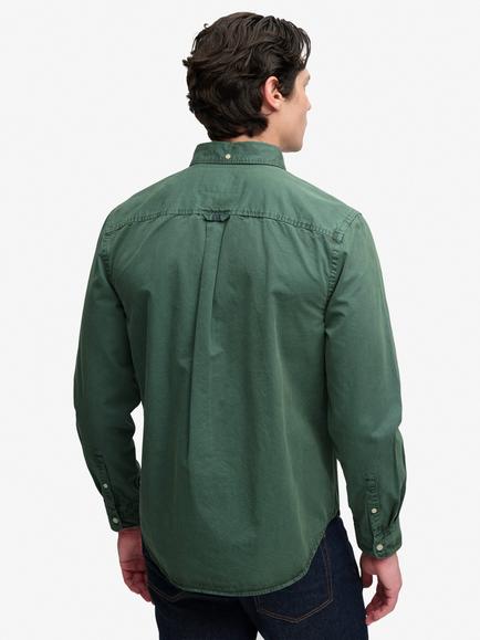Superdry Cotton Garment Dyed Long Sleeve Shirt, Tumbled Green - view 2, Tumbled Green