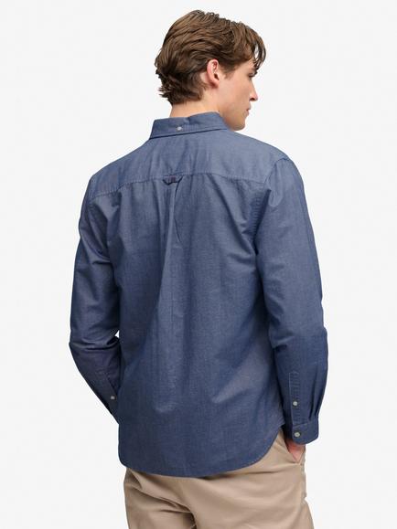 Superdry Preppy Oxford Button Down Cotton Shirt, Indigo Blue Chambray - view 2, Indigo Blue Chambray