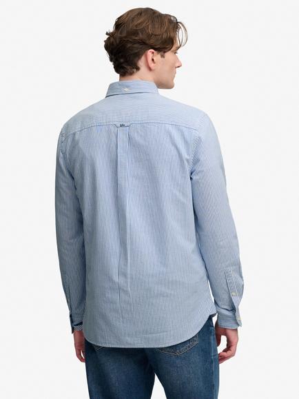 Superdry Cotton Preppy Oxford Long Sleeve Shirt, Azure Blue Mini - view 2, Azure Blue Mini
