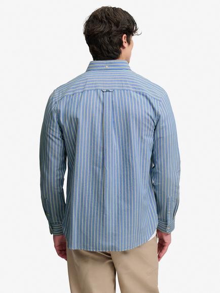 Superdry Cotton Preppy Oxford Long Sleeve Shirt, Broker Navy Lemon - view 2, Broker Navy Lemon