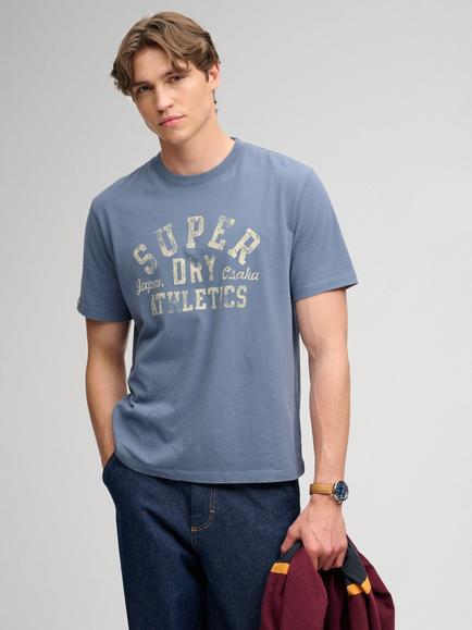 Superdry Cotton Athletic Essentials T-Shirt, Blue Grey, Blue Grey