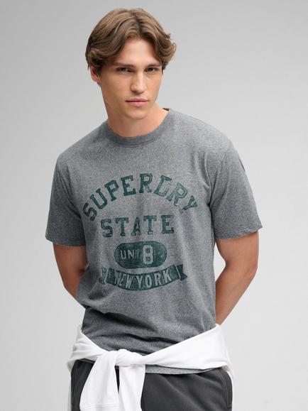 Superdry Cotton Athletic Essentials T-Shirt, Dark Grey, Vintage Dark Grey