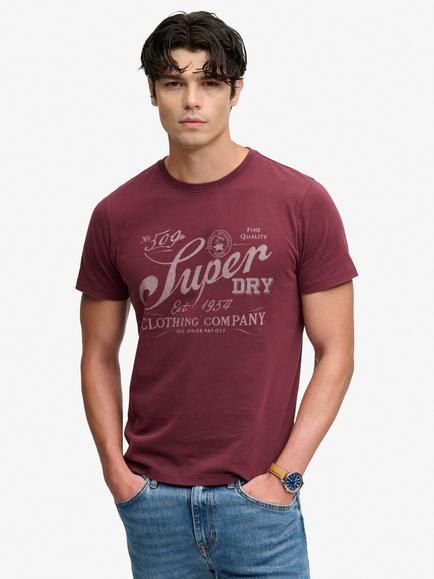 Superdry Cotton Vintage Workwear Print Crew Neck T-Shirt, Port Red, Port Red