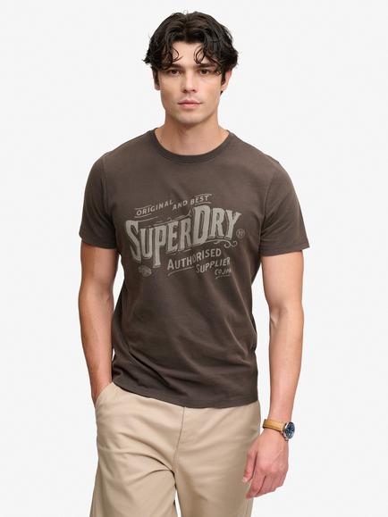 Superdry Cotton Vintage Workwear Print T-Shirt, Carbon Black, Carbon Black