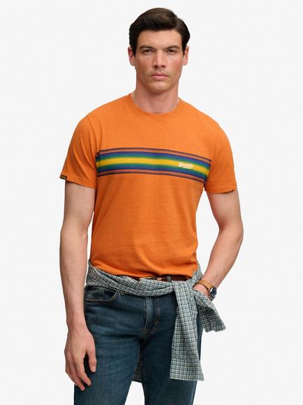 Superdry Cotton Outdoor Stripe Logo Relaxed T-shirt, Orange Marl, Orange Marl
