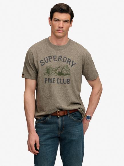 Superdry Cotton Wild Frontier T-Shirt, Olive Green Marl, Olive Green Marl