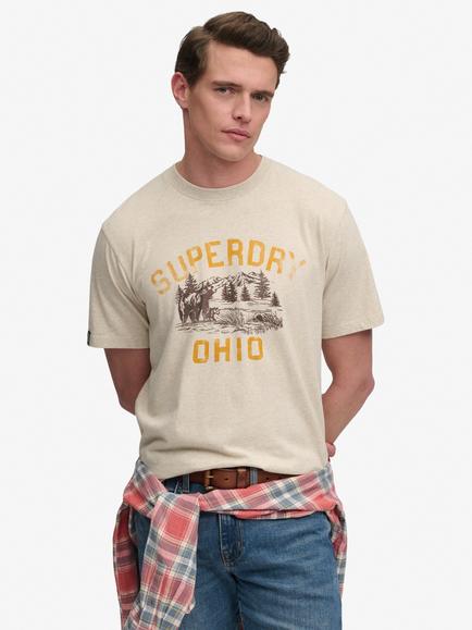 Superdry Cotton Wild Frontier T-Shirt, Beige Marl, Beige Marl