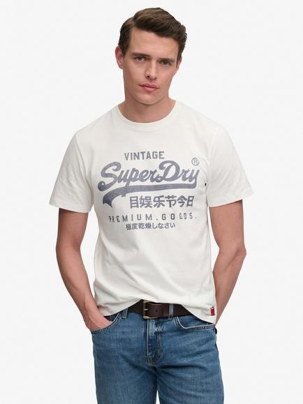 Superdry Cotton Vintage Logo Classic T-shirt, Cream, Cream