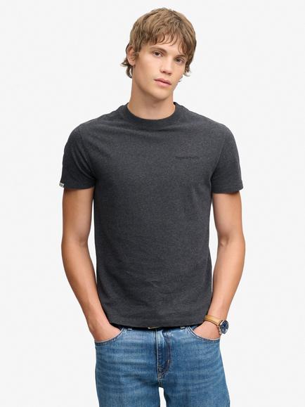 Superdry Cotton Essential Company Logo Embroidered T-Shirt, Raven Blck Marl/Blck, Raven Blck Marl/Blck