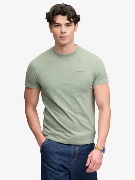 Superdry Cotton Essential Company Logo Embroidered T‑shirt, Cream, Sage Green Marl